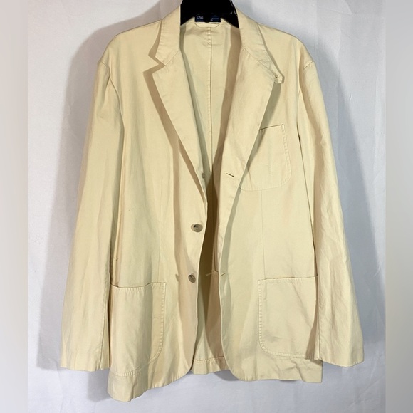 Vintage Polo Ralph Lauren Men’s Large Blazer Sport Coat Cotton Buttery Yellow - Picture 1 of 16